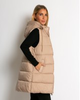 Μπουφάν αμάνικο με leopard μακρύ μπεζ