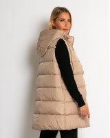 Μπουφάν αμάνικο με leopard μακρύ μπεζ