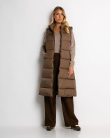 Μπουφάν αμάνικο μακρύ με αποσπώμενη κουκούλα καφέ