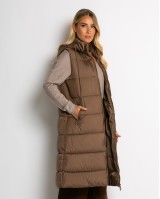 Μπουφάν αμάνικο μακρύ με αποσπώμενη κουκούλα καφέ