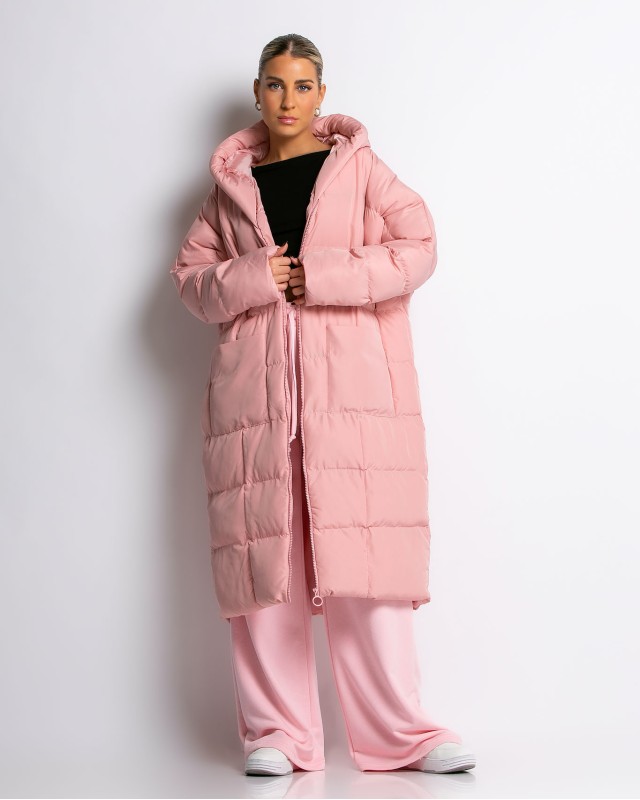 Μπουφαν oversized ροζ