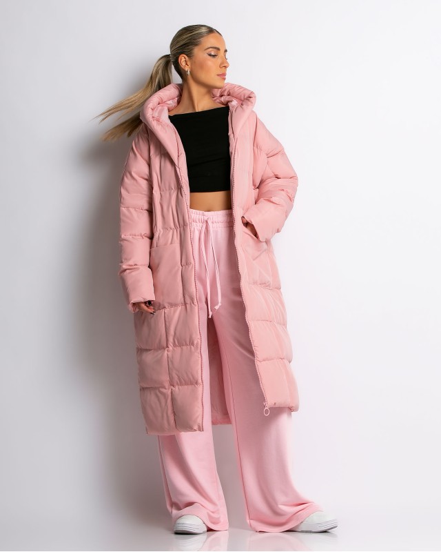 Μπουφαν oversized ροζ