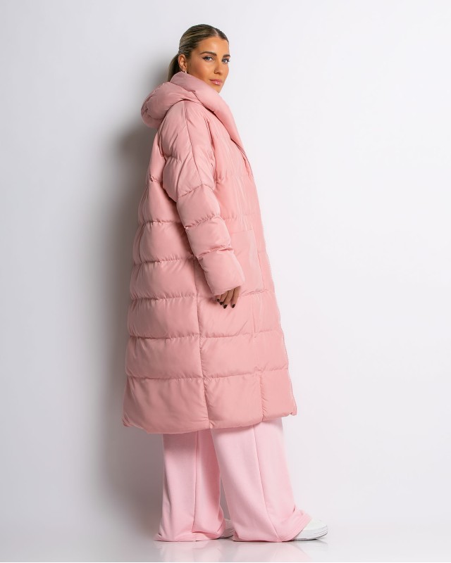 Μπουφαν oversized ροζ