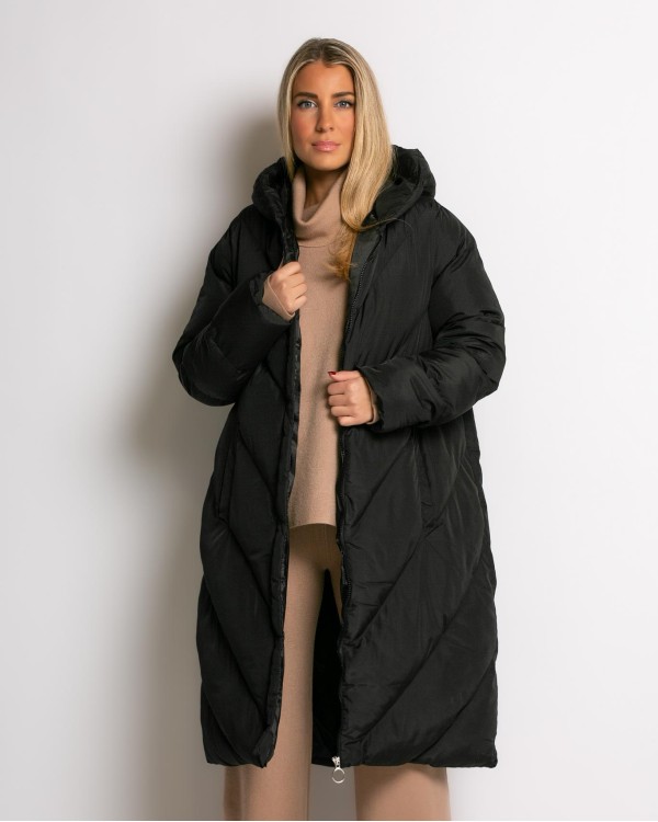 Μπουφάν μακρύ καπιτονέ μαύρο