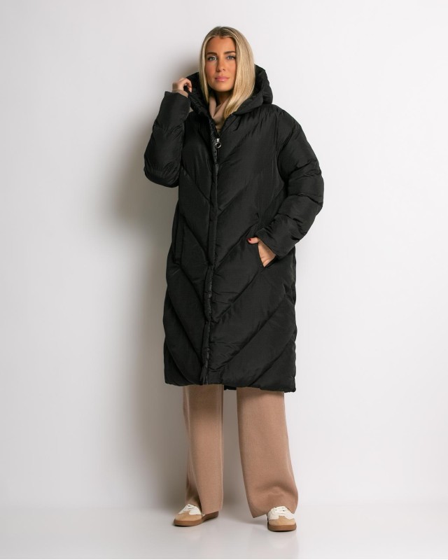 Μπουφάν μακρύ καπιτονέ μαύρο