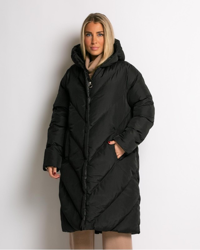 Μπουφάν μακρύ καπιτονέ μαύρο