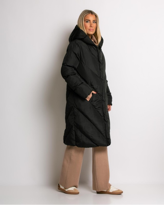 Μπουφάν μακρύ καπιτονέ μαύρο