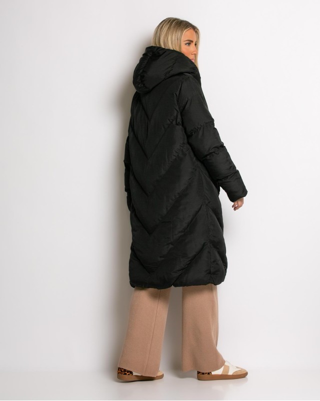 Μπουφάν μακρύ καπιτονέ μαύρο