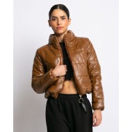 Μπουφάν bomber δερματίνη καφέ