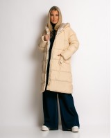 Μπουφάν μακρυμάνικο μακρύ μπεζ