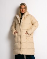 Μπουφάν μακρυμάνικο μακρύ μπεζ