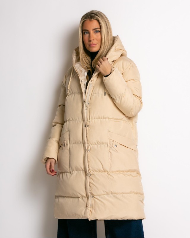 Μπουφάν μακρυμάνικο μακρύ μπεζ