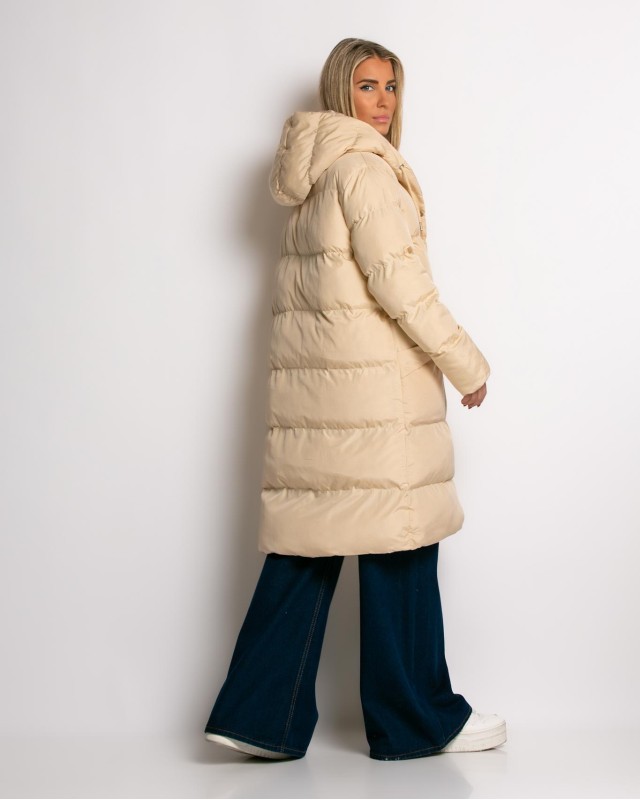 Μπουφάν μακρυμάνικο μακρύ μπεζ