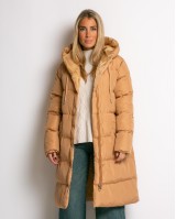 Μπουφάν μακρυμάνικο μακρύ καπουτσίνο