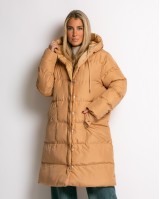 Μπουφάν μακρυμάνικο μακρύ καπουτσίνο