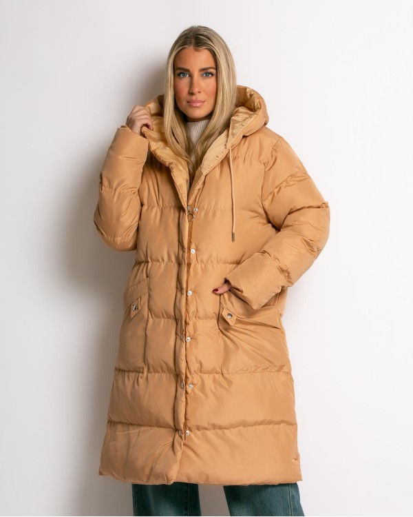 Μπουφάν μακρυμάνικο μακρύ γκρι