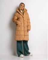 Μπουφάν μακρυμάνικο μακρύ καπουτσίνο