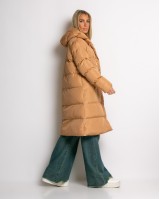 Μπουφάν μακρυμάνικο μακρύ καπουτσίνο