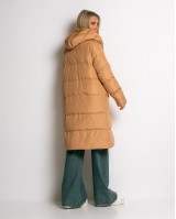 Μπουφάν μακρυμάνικο μακρύ καπουτσίνο