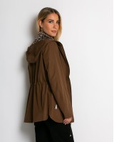 Μπουφάν double face με λάστιχο στη μέση leopard καφέ