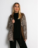 Μπουφάν double face με λάστιχο στη μέση leopard καφέ