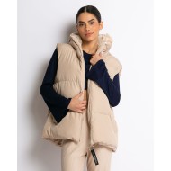 Αμάνικο μπουφάν puffer μπεζ