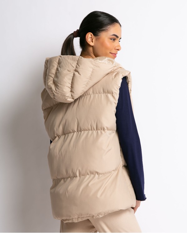 Αμάνικο μπουφάν puffer μπεζ