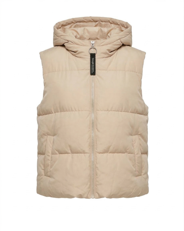 Αμάνικο μπουφάν puffer μπεζ