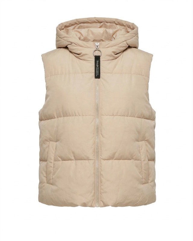 Αμάνικο μπουφάν puffer μπεζ