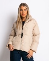 Μπουφάν puffer με τσέπες μπεζ