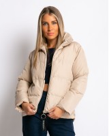 Μπουφάν puffer με τσέπες μπεζ