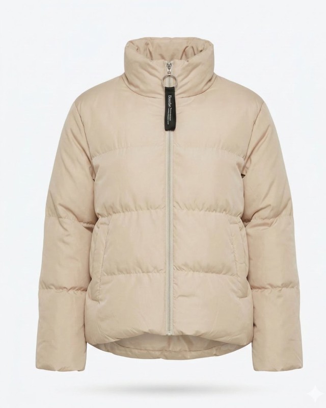 Μπουφάν puffer με τσέπες μπεζ