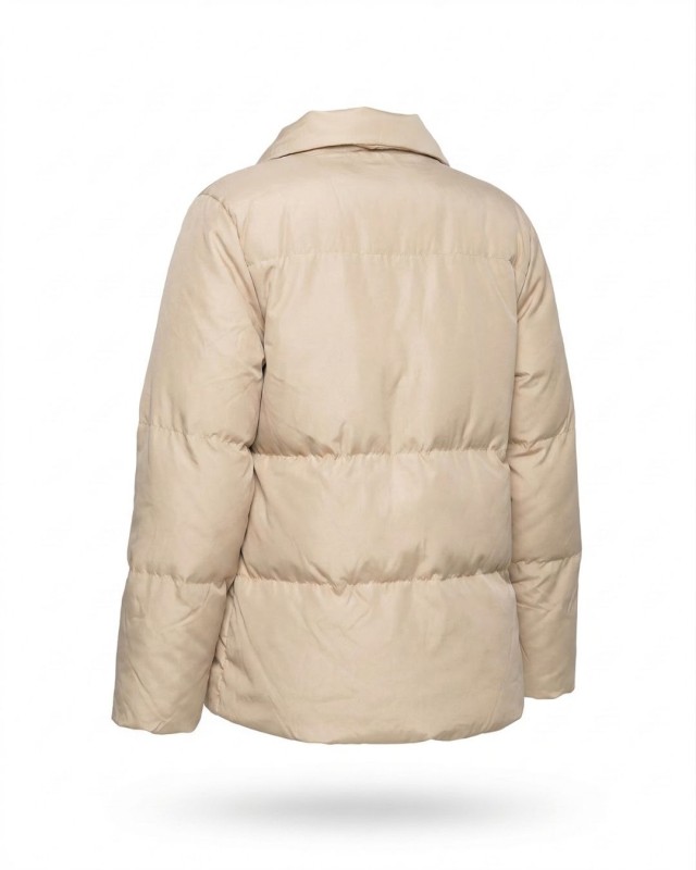 Μπουφάν puffer με τσέπες μπεζ