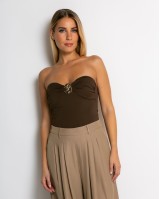 Κορμάκι ψηλόμεσο με μεταλλική αγκράφα καφέ