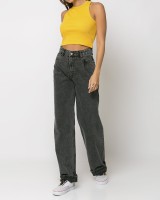 Crop top rip μουσταρδί