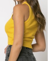 Crop top rip μουσταρδί