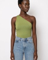 Crop top viscose με έναν ώμο λαδί