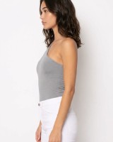 Crop top viscose με έναν ώμο Γκρι