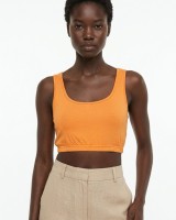 Crop top με χοντρή ράντα και λάστιχο στο τελείωμα πορτοκαλί