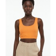 Crop top με χοντρή ράντα και λάστιχο στο τελείωμα πορτοκαλί