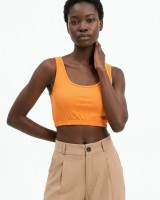 Crop top με χοντρή ράντα και λάστιχο στο τελείωμα πορτοκαλί