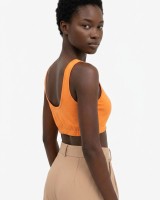 Crop top με χοντρή ράντα και λάστιχο στο τελείωμα πορτοκαλί