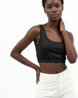 Crop top με χοντρή ράντα και λάστιχο στο τελείωμα μαύρο