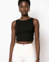 Crop top αμάνικο Viscose Μαύρο