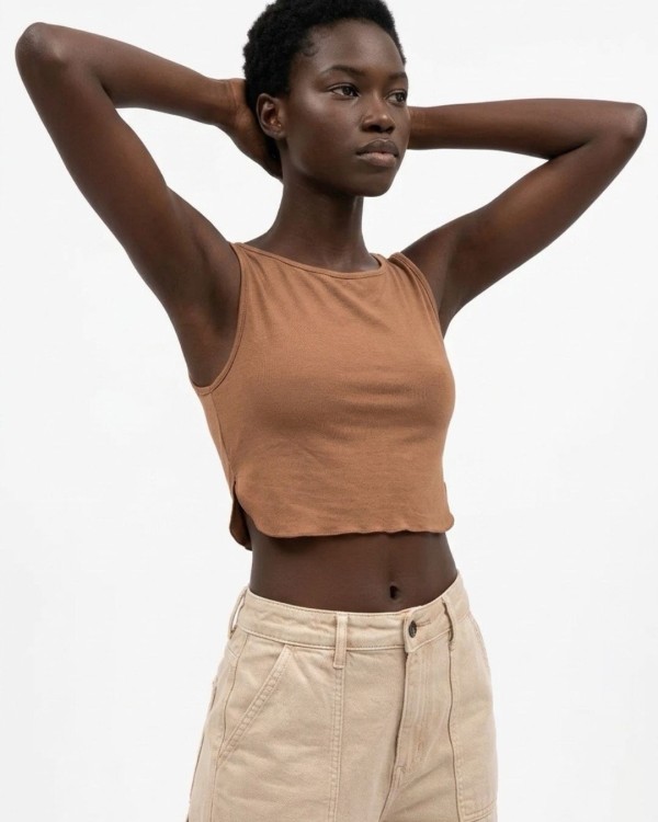 Crop top αμάνικο Viscose μωβ