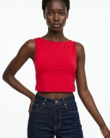 Crop top αμάνικο Viscose φούξια