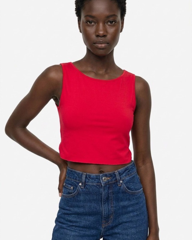 Crop top αμάνικο Viscose φούξια