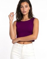 Crop top αμάνικο Viscose μωβ