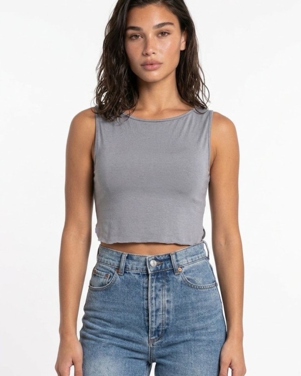 Crop top αμάνικο Viscose μωβ