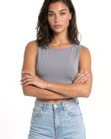 Crop top αμάνικο Viscose γκρι